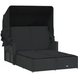 vidaXL Doppel-Sonnenliege 110 x 180/201 x 29 cm Schwarz