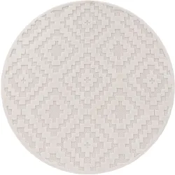 Teppich PACO HOME "Livorno 672", beige (creme), H:14mm Ø:200cm, Polypropylen, Teppiche, Uni-Farben, Scandi, Rauten Muster, Hoch-Tief Effekt, Outdoor geeignet