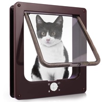 Sailnovo Katzenklappe 4-Way Magnetic Lock hundeklappe Haustiertüre Cat Flap große, 27.5*24*6cm Dog Cat Pet Door Flap Easy Install with Telescopic Frame with Heavy Duty Quiet Magnetic Frame, L braun