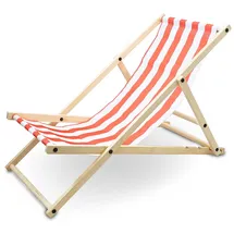 BITUXX Liegestuhl 18255 Klappstuhl 182 x 60 x 30 cm Rot/Weiß gestreift
