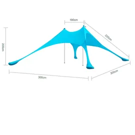 SoBuy Strandzelt Sonnensegel Strandmuschel Tragbarer Strandzelt mit Alu-Stangen Sonnenschutz für Strand Hellblau Metall, Textil, 300x300 cm, Sonnen- - Sichtschutz, Sonnensegel