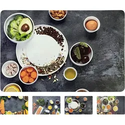EXCELLENT HOUSEWARE 4 Tischsets abwaschbar 43x28cm Tisch Platzsets mit Gewürze Gemüse Essen Motiv Platzdeckchen Tischuntersetzer Essunterlage Tischdeko Küche Esstisch