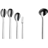 WMF Nuova Servierteile, Set4-teilig, Serviergabel, Servierlöffel und Salatbesteck 30 cm, Cromargan Edelstahl Rostfrei 18/10 & Nuova Saucenlöffel 18 cm, Soßenkelle, Suppenkelle spülmaschinengeeignet