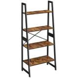 VASAGLE Bücherregal, Leiterregal, Standregal mit 4 Ebenen, Gestell aus Bambus, einfache Montage, für Wohnzimmer, Schlafzimmer, Küche, vintagebraun-schwarz BCB020B01V1