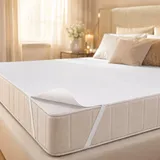 4myBaby Wasserdichter Matratzenschoner 180x200 cm bis 220x200 cm | Molton Matratzenauflage aus 100% Baumwolle | Wasserfester Matratzenschoner mit stischen Eckbändern