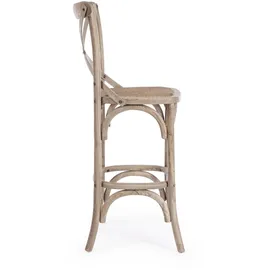BIZZOTTO Barhocker Cross aus Ulmenholz, klassisch gepolstert, Rattansitz, Natur, elegantes 4-Fuß-Design