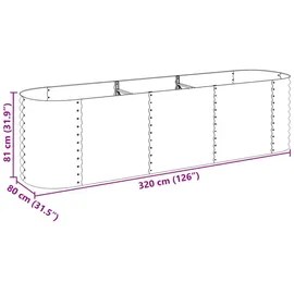 vidaXL Garten-Hochbeet verzinkter Stahl 320 x 80 x 81 cm Grau