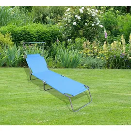VCM Gartenliege 185 x 55 x 24 cm blau klappbar
