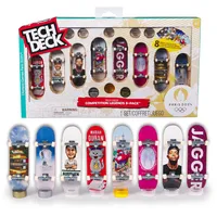 Tech Deck Competition Legends 8-Pack, Set mit 8 authentischen Fingerboards der olympischen Skate-Athleten in Paris 2024, 8 individuelle Board-Halter, 8 Athleten-Karten, ab 6 Jahren