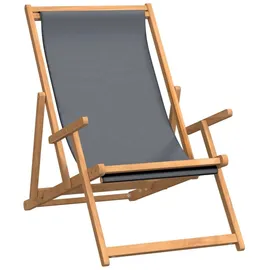 vidaXL Strandstuhl Klappbar Massivholz Teak Grau