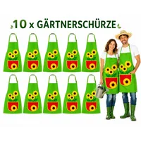 Das Kostümland Clown-Kostüm Gärtnerschürze mit Sonnenblumen, 10 Stück grün