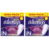 Always Dailies Extra Protect Slipeinlagen Damen, Normal (64 Binden), Giga Pack, schliesst Gerüche und Flüssigkeit sofort ein, für maximalen Schutz am Tag (Packung mit 2)