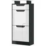Vladon Schuhschrank, Weiß Hochglanz, Holzwerkstoff, 46x104x23 cm, Garderobe, Schuhaufbewahrung, Schuhschränke