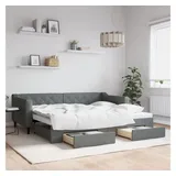 vidaXL Tagesbett Ausziehbar mit Schubladen Dunkelgrau 90x200 cm Stoff