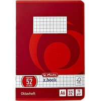 Herlitz Oktavheft x.book, A6 kariert (Lineatur 52) rot