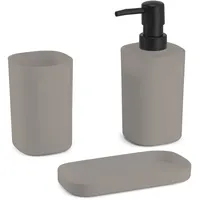 MSV Bad Accessoires 3-teilig - Seifenspender, Seifenschale, Zahnputzbecher Lona