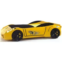 Xlmoebel Autobett Neu Schwarzes Holz-Bett für Kinderzimmer im Rennauto-Stil (Autobett), Hergestellt in Europa gelb