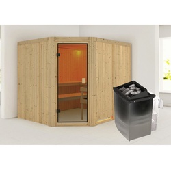 KARIBU Sauna »Horna «, inkl. Saunaofen mit integrierter Steuerung, für 5 Personen - beige