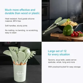 Intirilife Küchenutensilien Set 12-teilig Silikon Mint Grün