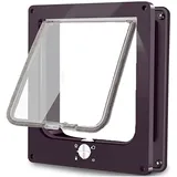 Große Katzenklappe 4 Wege Magnet-Verschluss, Einfache Installation Katzentür Haustiertür, Silent manuelle Hundeklappe Haustierklappe in Wand/Holztür/Upvc innentür(XL,Braun)