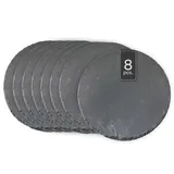 Schieferplatten 8er Set RILEY, Ø 30 cm - Anthrazit - Schiefer - Unikat - 8er Set