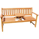 SAM 3-Sitzer Gartenbank Lorenzo, integriertem einklappbarem Tisch, Holzbank Akazie, 157 x 60 cm, FSC® 100% Zertifiziert, Braun