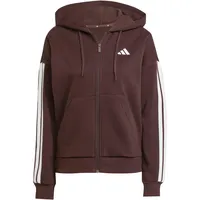 Adidas Damen Essentials 3-Stripes Full-Zip Fleece Hoodie, Shadow Brown/White,