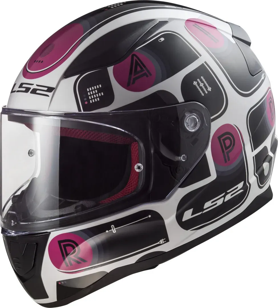 LS2 FF353 Rapid Brick Helm, schwarz-weiss-pink, Größe XL für Männer