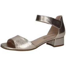 CAPRICE Damen Sandalen mit Absatz aus Leder mit Riemchen, Metallisch (Platin Metal.), 36 EU / 3,5 UK