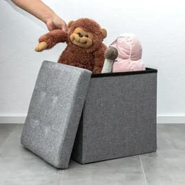 Intirilife Sitzhocker Faltbar Stoff 38 x 38 x 38 cm Fels Grau