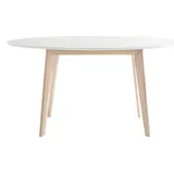 miliboo Tisch oval 150 cm Weiß und helles Holz LEENA