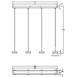 Fabas Luce Dunk 4x8W, 3000K, IP20, Messing satiniert