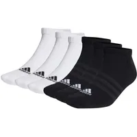 Adidas Unisex Sneakersocken, 6er Pack - Cushioned Low-Cut, Logo, gepolstert, einfarbig Schwarz/Weiß 43-45