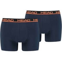 Head Herren Boxershorts im Pack - Basic, Baumwoll Stretch, einfarbig Dunkelblau/Orange L