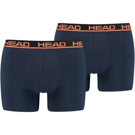 Head Herren Boxershorts im Pack - Basic, Baumwoll Stretch, einfarbig Dunkelblau/Orange L