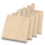 AUPROTEC Pizzaschaufel Holz Pizzaschieber Pizzabrett Birke geschliffen Modell Danny: 4er Set, Größe L 32 x 32 cm