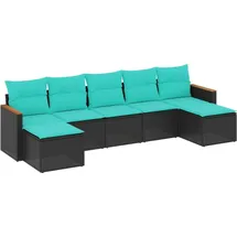 vidaXL Gartensofa-Set mit Kissen, schwarzes Polyrattan