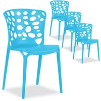 Gartenstühle Stapelbar Kunststoff 4er Set Blau Stuhl Stapelstuhl Homestyle4u