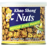 KHAO SHONG Erdnüsse, Würzig - Erdnüsse Mexican Style, geröstet, Pikant Umhüllt - 1 x 140 g