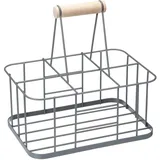 KitchenCraft Living Nostalgia Metalldraht Milchflaschenkorb/Weinflaschenträger, Behälter Halter für 6 Glasmilchflaschen, 29 x 20 x 13 cm – Grau