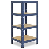 shelfplaza Schwerlastregal HOME, 90x30x30cm blau, Metallregal mit 4 Böden, als Kellerregal, Garagenregal, Werkstattregal oder Lagerregal, Steckregal Metall mit 175kg Tragkraft blau