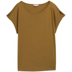 TOM TAILOR Damen T-Shirt mit Cut-Outs, grün, Uni, Gr. XL