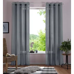 Gardine »Mara«, (1 St.), transparent, Leinen Optik, monochrom, basic, 37993068-2 grau