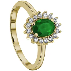 Diamantring ONE ELEMENT "0,25 ct Diamant Brillant Smaragd Ring aus 585 Gelbgold" Gr. 58, gold, Fingerringe, Damen, 58,mit Diamant, Gelbgold 585-Diamanten, Gelbgold 585, Diamanten, Damen Gold Schmuck