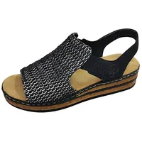 Rieker Damen 62971 Keilsandaletten, Schwarz, 37