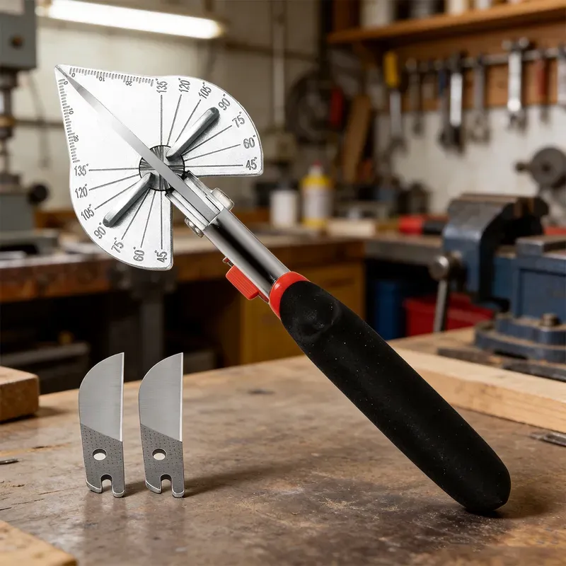 GARTOL Multifunktions-Abwinkel-Schere – für Profilierung und Zierleisten, 45°–135° einstellbar, Handwerkzeug für Weichholz, Kunststoff und PVC, mit Ersatzklingen