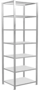 Schulte Grundregal Büro-Steckregal MULTIplus150 2300 x 750 x 600 mm 7 Fachböden Längenriegel RAL 7035 lichtgrau ohne Mittelanschlag