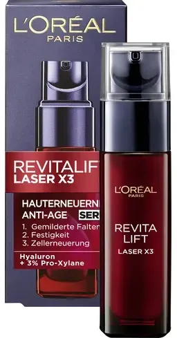 L'Oréal Paris Dermo Revitalift Laser x3 Serum Anti Age - Straffendes Anti-Aging-Serum mit Hyaluronsäure und Vitamin C