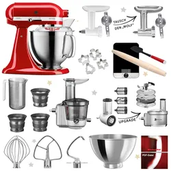 KitchenAid Küchenmaschine Artisan 5KSM185 Mega-Winter-Set Empire Rot