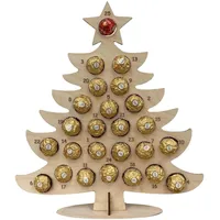 Adventskalender aus Holz, Schokolade Weihnachtsbaum, Weihnachtselch Adventskalender mit 24 Aufbewahrungslöchern, Weihnachtsfeier Schokoladenständer Dekoration Ornamente, Kreative Weihnachten Handwerk